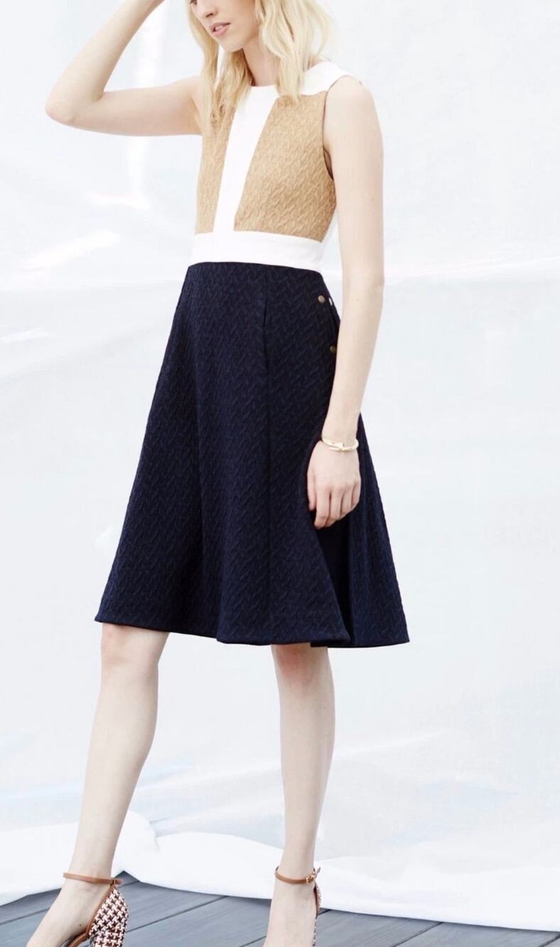Anthropologie Maeve Cabled Colorblock sleeveless mini a line Dress Size 6